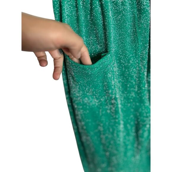 FRANKIES BIKINIS Johnson Terry Lurex Pant Mistletoe Green Flare Size L NWT - Picture 13 of 16